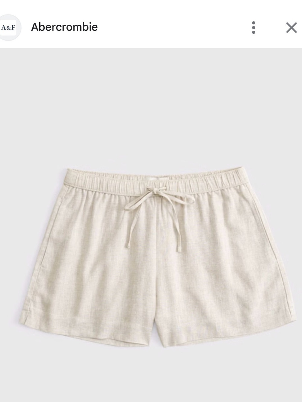 Abercrombie & Fitch Women's White Drawstring Linen Blend Shorts